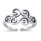 925 Sterling Silver Ornate Scroll Double Toe Ring – Oxidized Adjustable