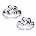 Ornate Scroll Double Toe Ring – 925 Sterling Silver