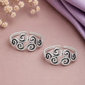 925 Sterling Silver Ornate Scroll Double Toe Ring – Oxidized Adjustable