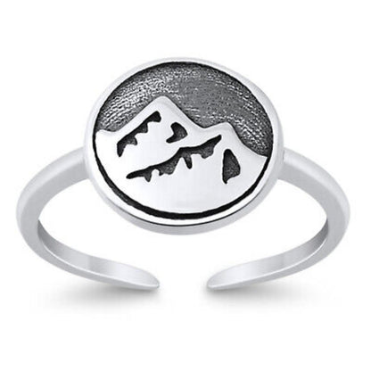Mountain Landscape Double Toe Ring – 925 Sterling Silver