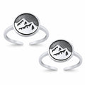 Mountain Landscape Double Toe Ring – 925 Sterling Silver