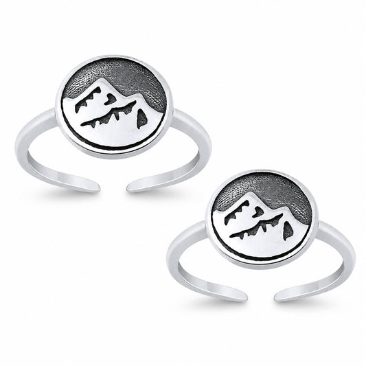 Mountain Landscape Double Toe Ring – 925 Sterling Silver