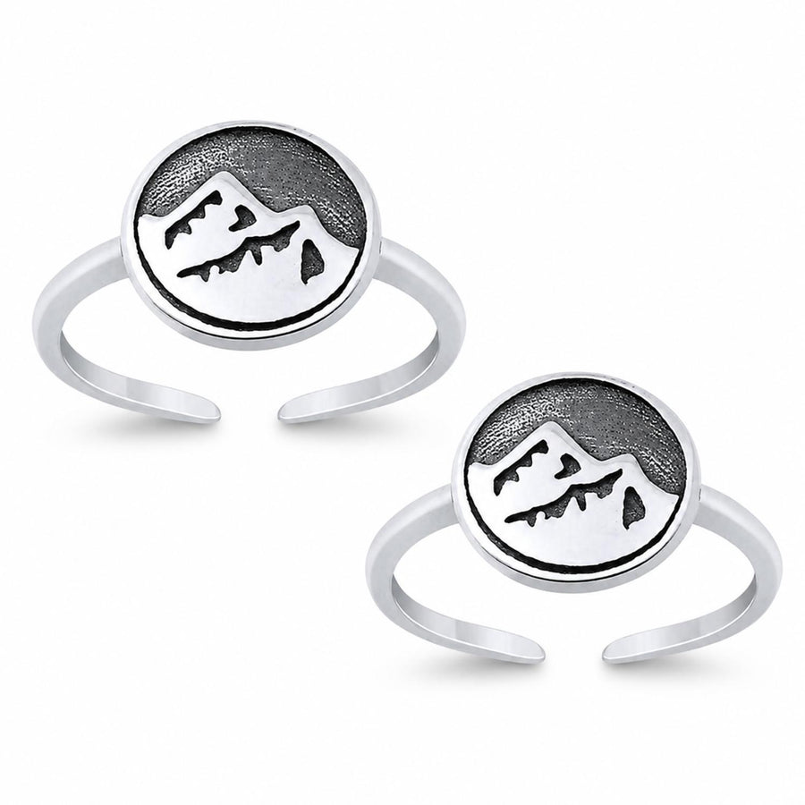 Mountain Landscape Double Toe Ring – 925 Sterling Silver