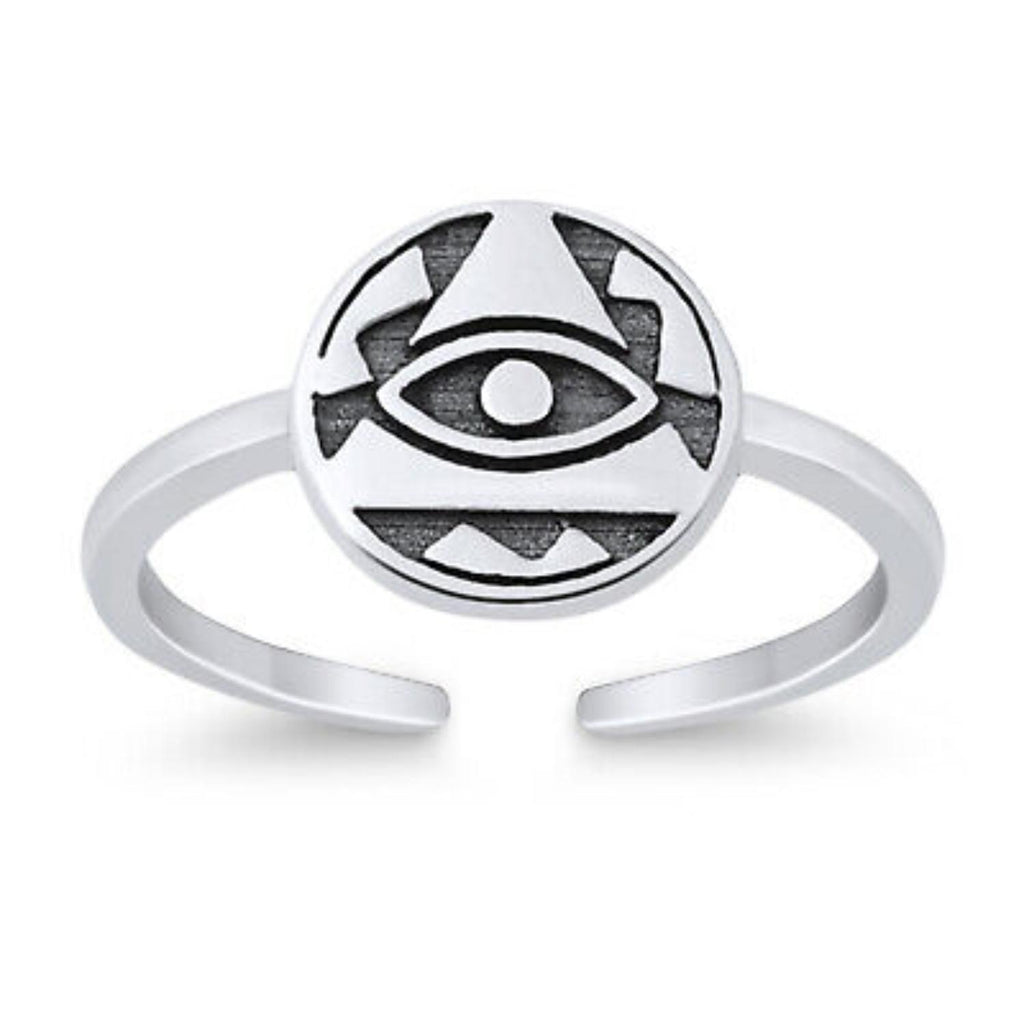 925 Sterling Silver Evil Eye Double Toe Ring – Oxidized Adjustable Toe Ring