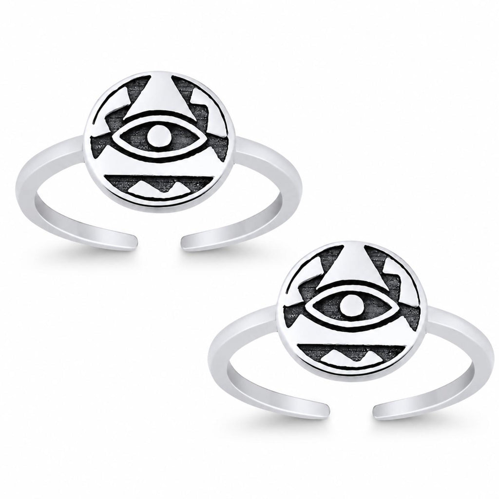 925 Sterling Silver Evil Eye Double Toe Ring – Oxidized Adjustable Toe Ring