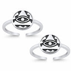 925 Sterling Silver Evil Eye Double Toe Ring – Oxidized Adjustable Toe Ring