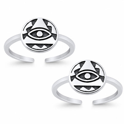 Evil Eye Double Toe Ring – 925 Sterling Silver