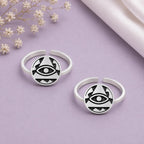 925 Sterling Silver Evil Eye Double Toe Ring – Oxidized Adjustable Toe Ring