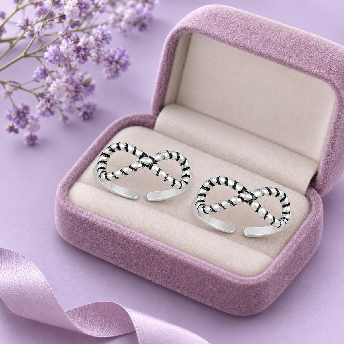 Infinity Twist Double Toe Ring – 925 Sterling Silver