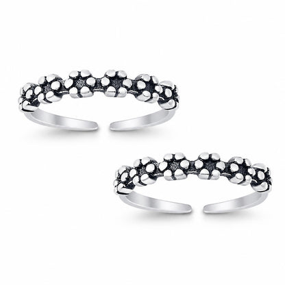 Beaded Oxidised Double Toe Ring – 925 Sterling Silver