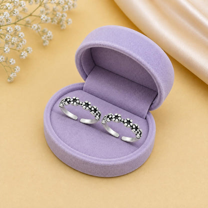 Beaded Oxidised Double Toe Ring – 925 Sterling Silver