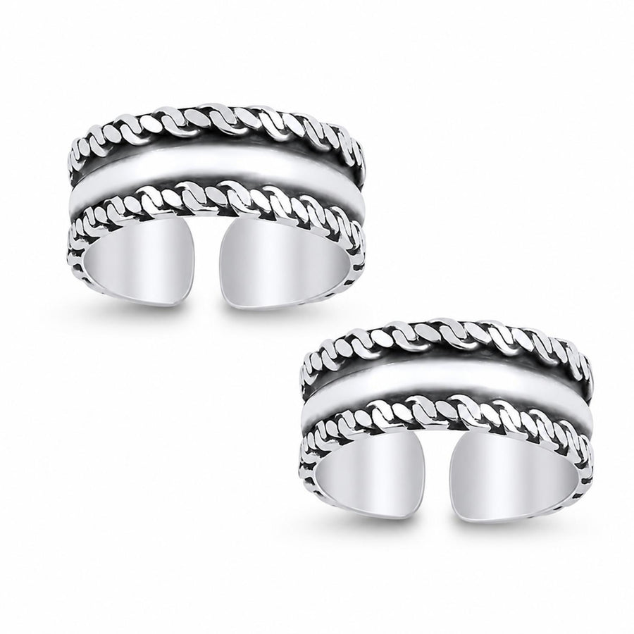 Wide Braided Double Toe Ring – 925 Sterling Silver