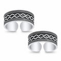 Wide Oxidised Wave and Leaf Toe Ring – 925 Sterling Silver