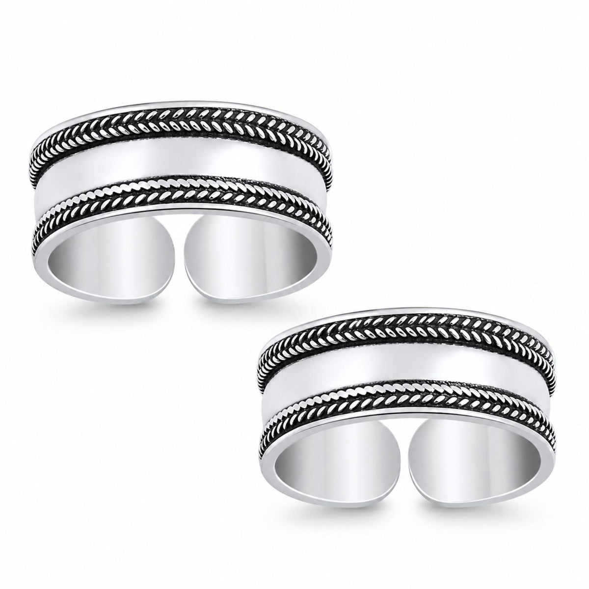 Wide Oxidised Leaf Border Toe Ring – 925 Sterling Silver