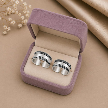 Wide Oxidised Leaf Border Toe Ring – 925 Sterling Silver