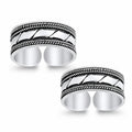 Wide Oxidised Geometric Toe Ring – 925 Sterling Silver