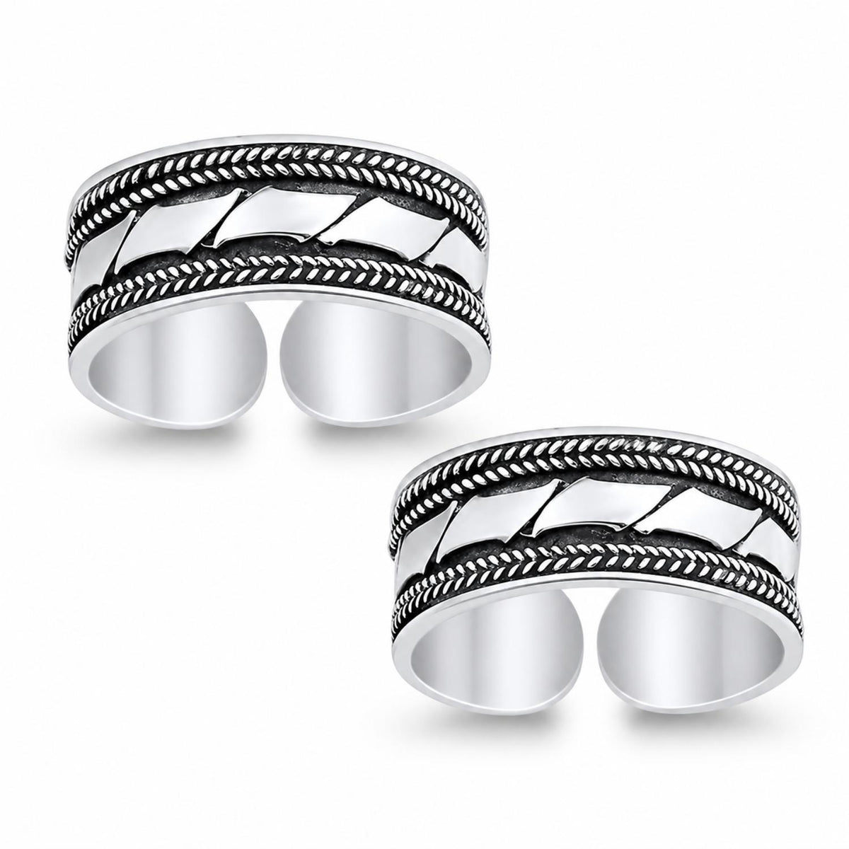 Wide Oxidised Geometric Toe Ring – 925 Sterling Silver