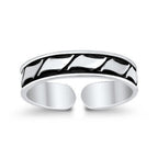 925 Sterling Silver Oxidized Geometric Pattern Open Toe Ring Pair – Adjustable
