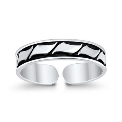 Oxidised Geometric Open Toe Ring Pair – 925 Sterling Silver