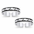 Oxidised Geometric Open Toe Ring Pair – 925 Sterling Silver