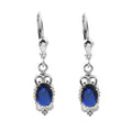 Victorian Style 7x5MM Oval Blue Sapphire Dangle Earrings - 925 Sterling Silver