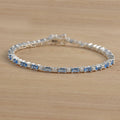 0.78 Carat Baguette Cut Aquamarine Tennis Bracelet 925 Sterling Silver