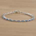 0.78 Carat Baguette Cut Aquamarine Tennis Bracelet 925 Sterling Silver