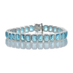 15.50 Ct Octagon Cut Aquamrine Tennis Bracelet 925 Sterling Silver