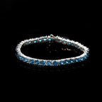 10 Ct Round Cut London blue Topaz Tennis Bracelet 925 Sterling Silver