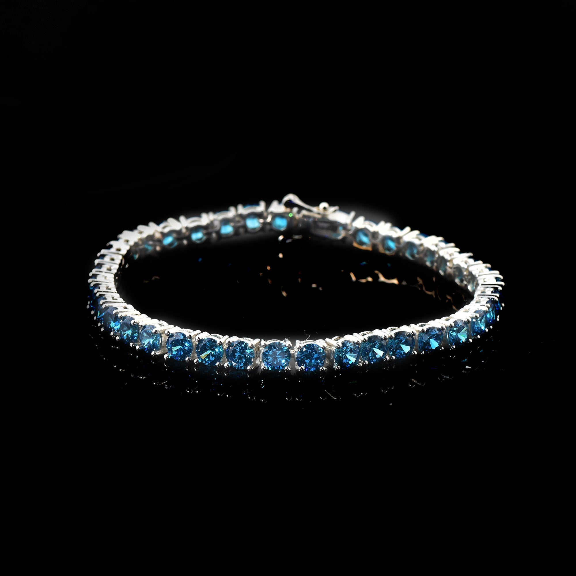 10 Ct Round Cut London blue Topaz Tennis Bracelet 925 Sterling Silver