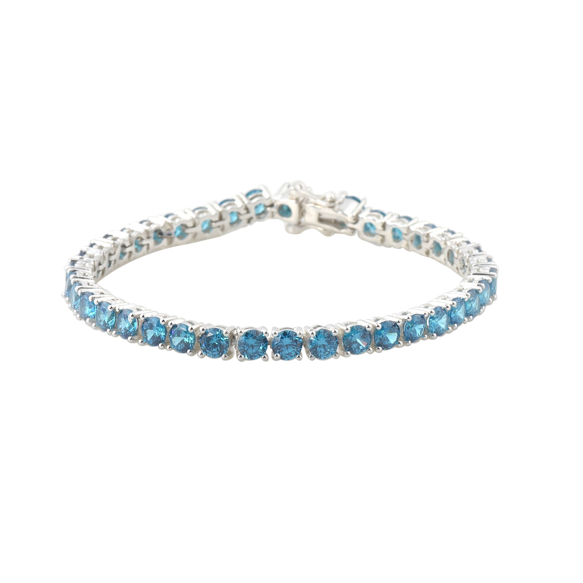 10 Ct Round Cut London blue Topaz Tennis Bracelet 925 Sterling Silver