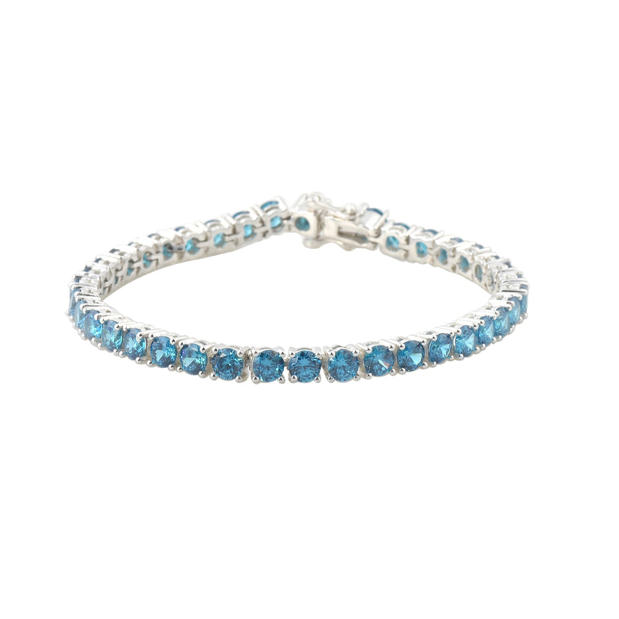 Round London Blue Topaz Tennis Bracelet – 925 Sterling Silver