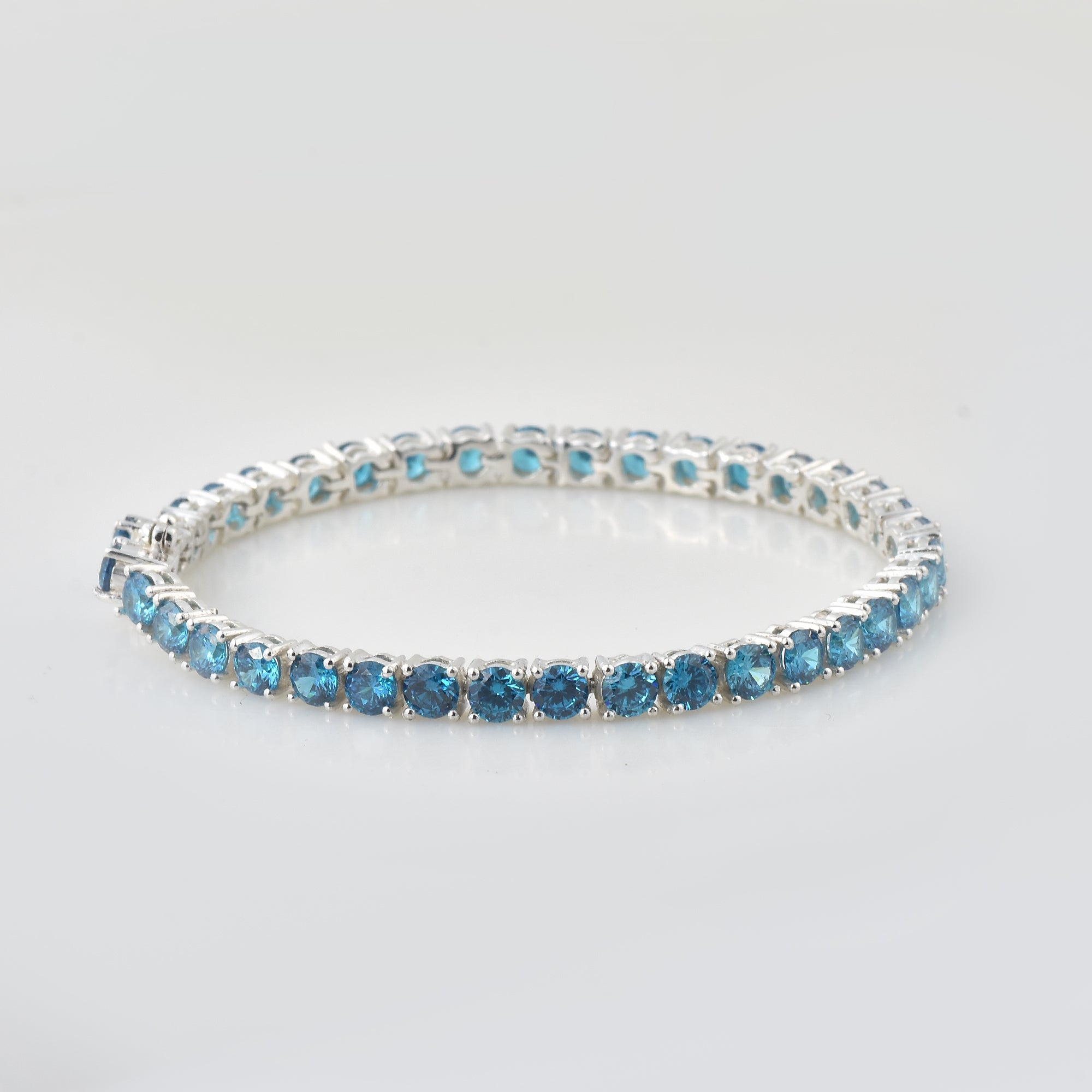 10 Ct Round Cut London blue Topaz Tennis Bracelet 925 Sterling Silver