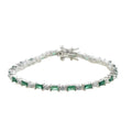 Baguette-Cut Emerald Tennis Bracelet – 925 Sterling Silver
