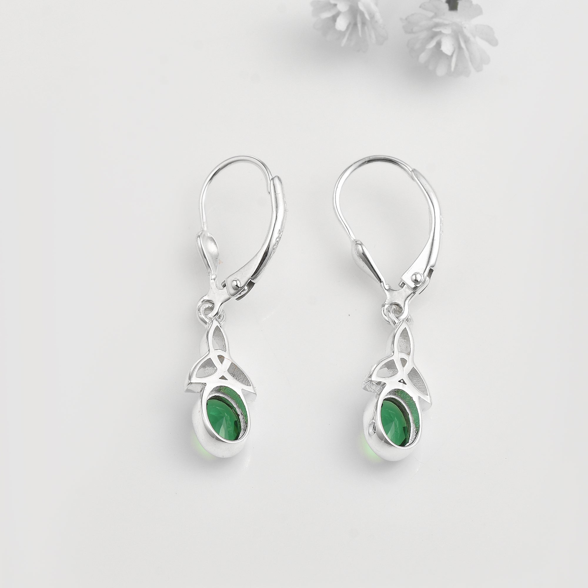 1.00 Carat Oval Emerald Drop Earrings 925 Sterling Silver