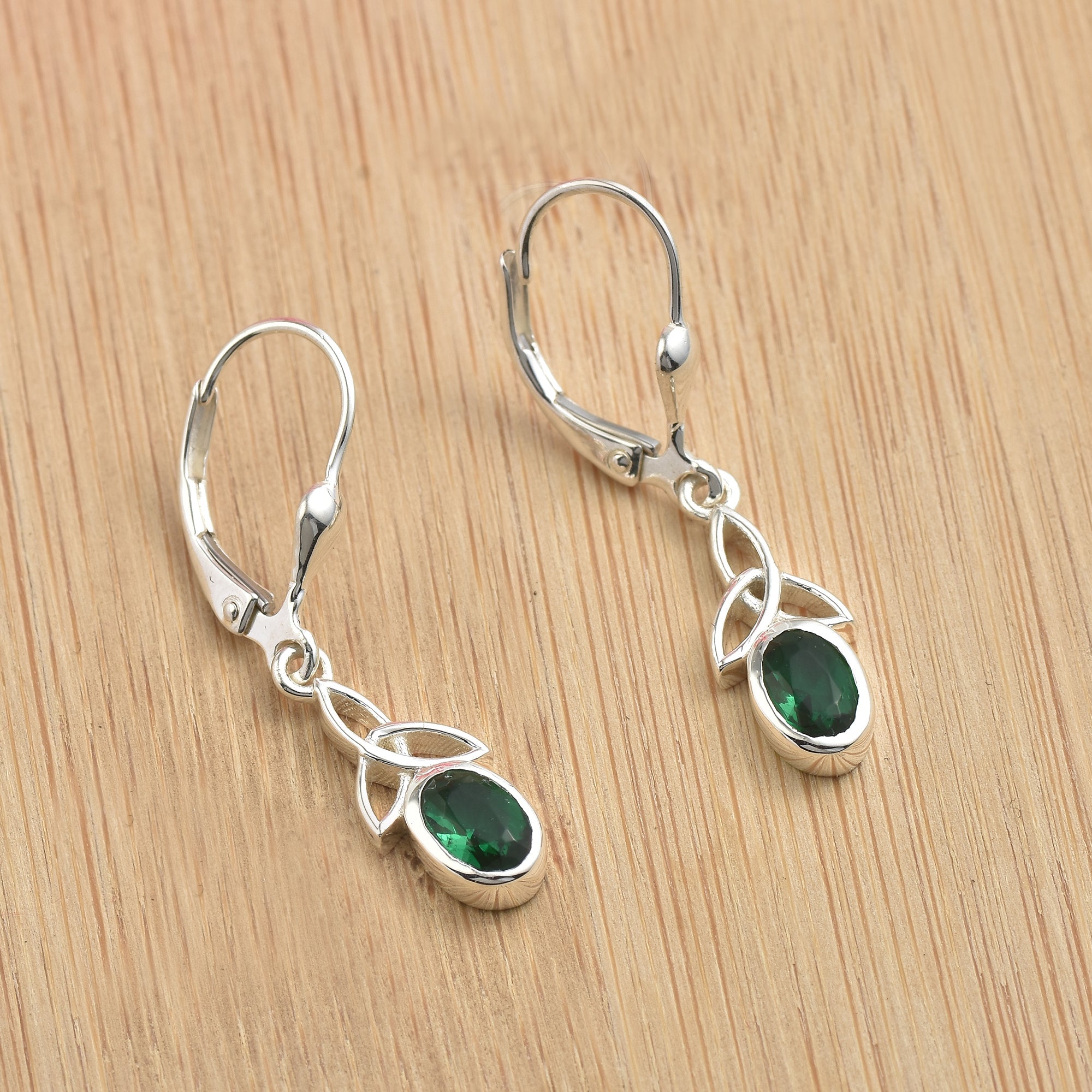 1.00 Carat Oval Emerald Drop Earrings 925 Sterling Silver