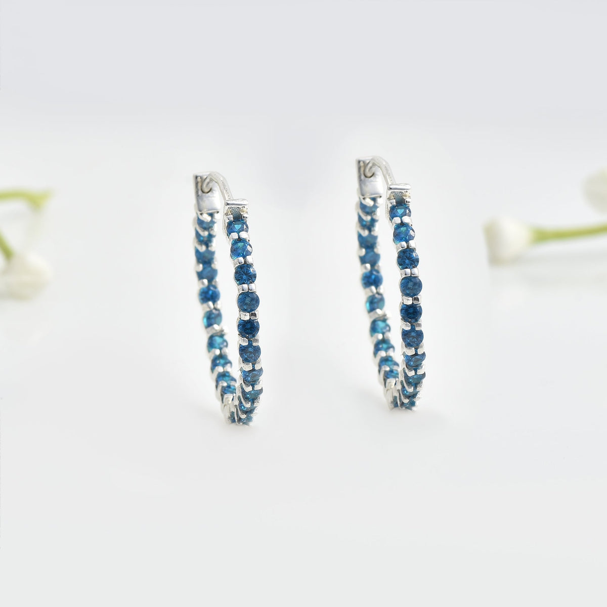 London Blue Topaz Inside-Out Hoop Earrings – 925 Sterling Silver