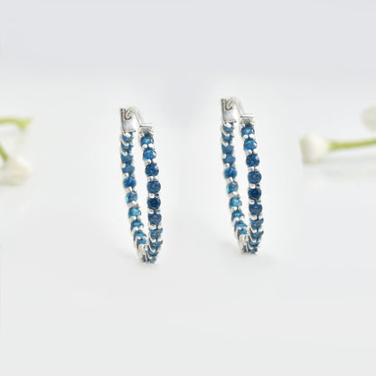 London Blue Topaz Inside-Out Hoop Earrings – 925 Sterling Silver