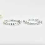 0.30 Carat Round London Blue Topaz Hoop Earrings 925 Sterling Silver
