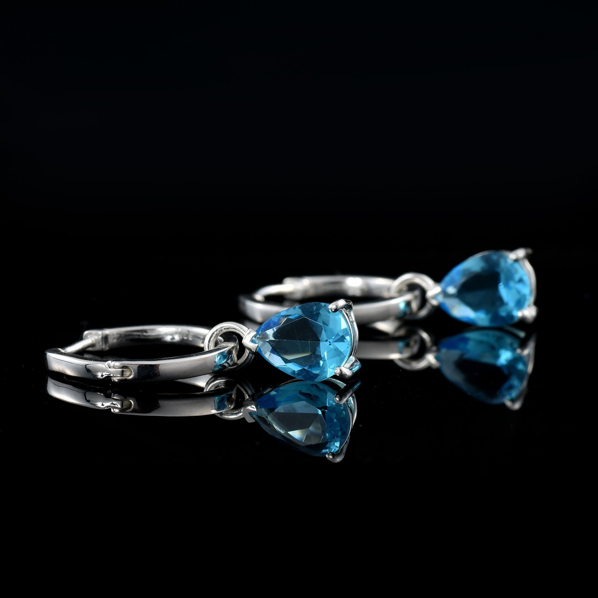 5.00 Carat Pear Shape Swiss Blue Topaz Drop Earrings 925 Sterling Silver