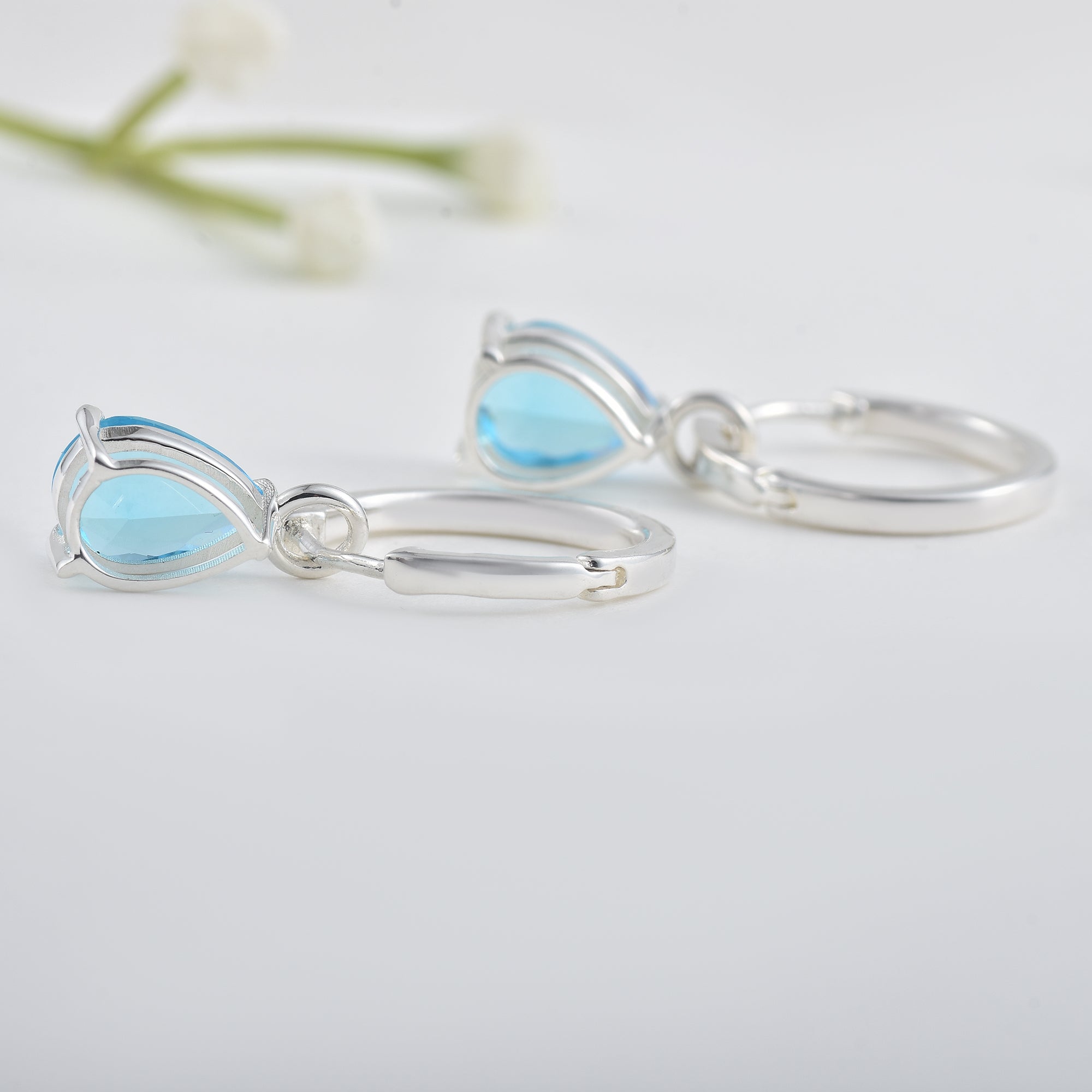 5.00 Carat Pear Shape Swiss Blue Topaz Drop Earrings 925 Sterling Silver