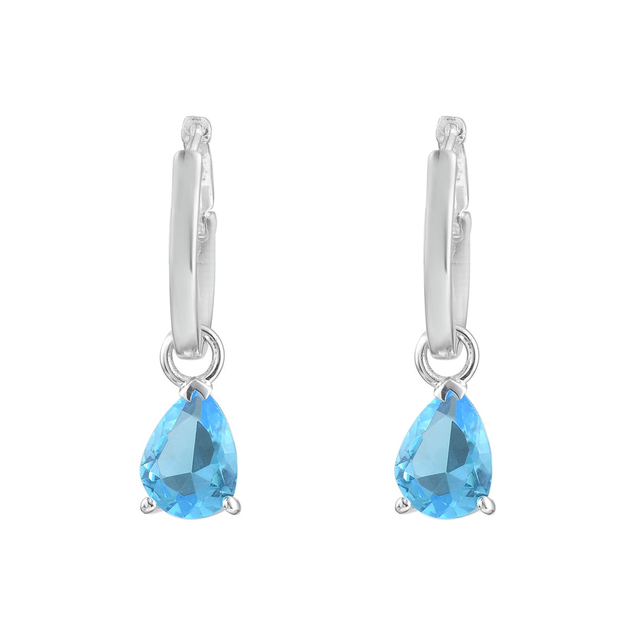Pear-Cut Swiss Blue Topaz Drop Hoop Earrings – 925 Sterling Silver
