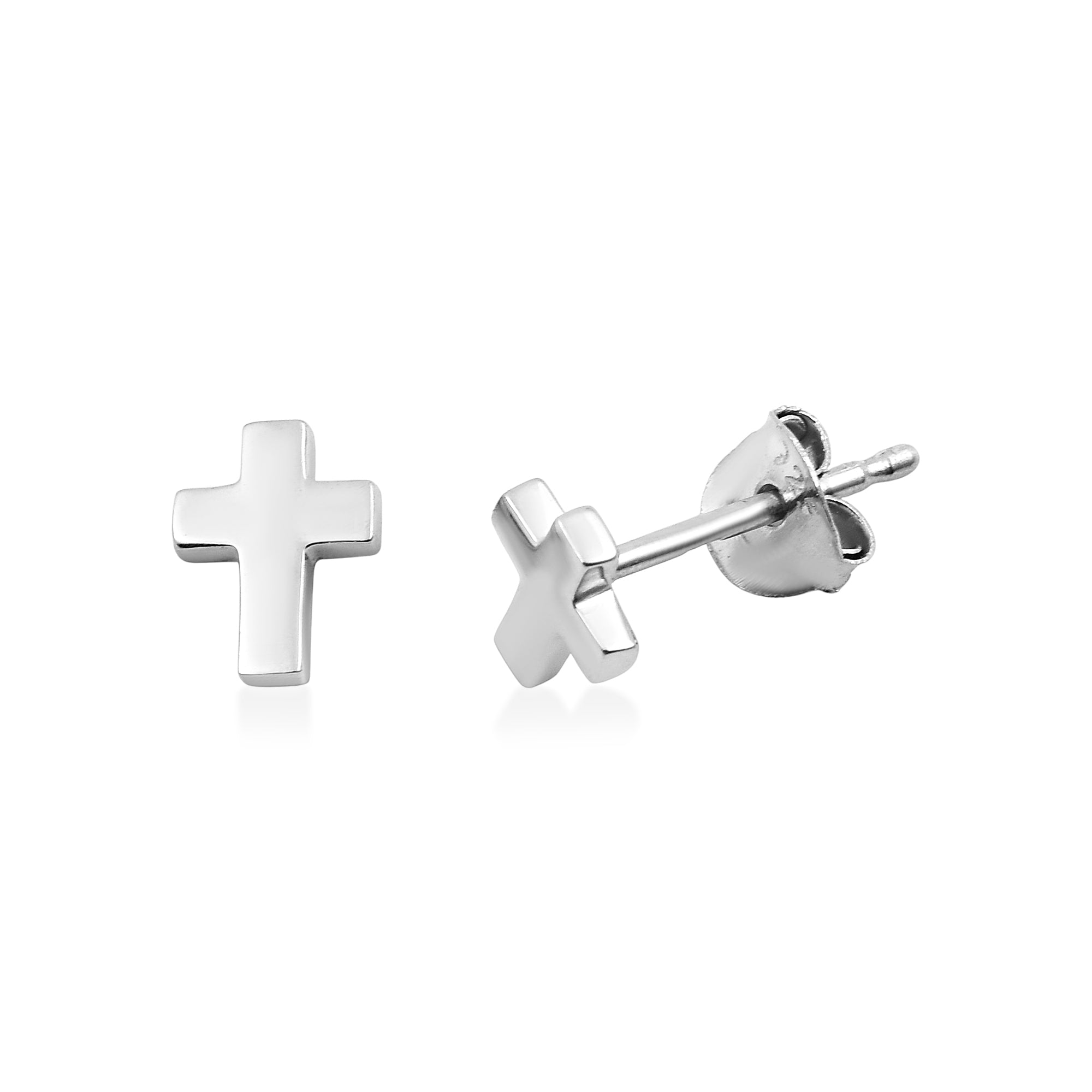 Minimalist Cross Stud Earrings 925 Sterling Silver