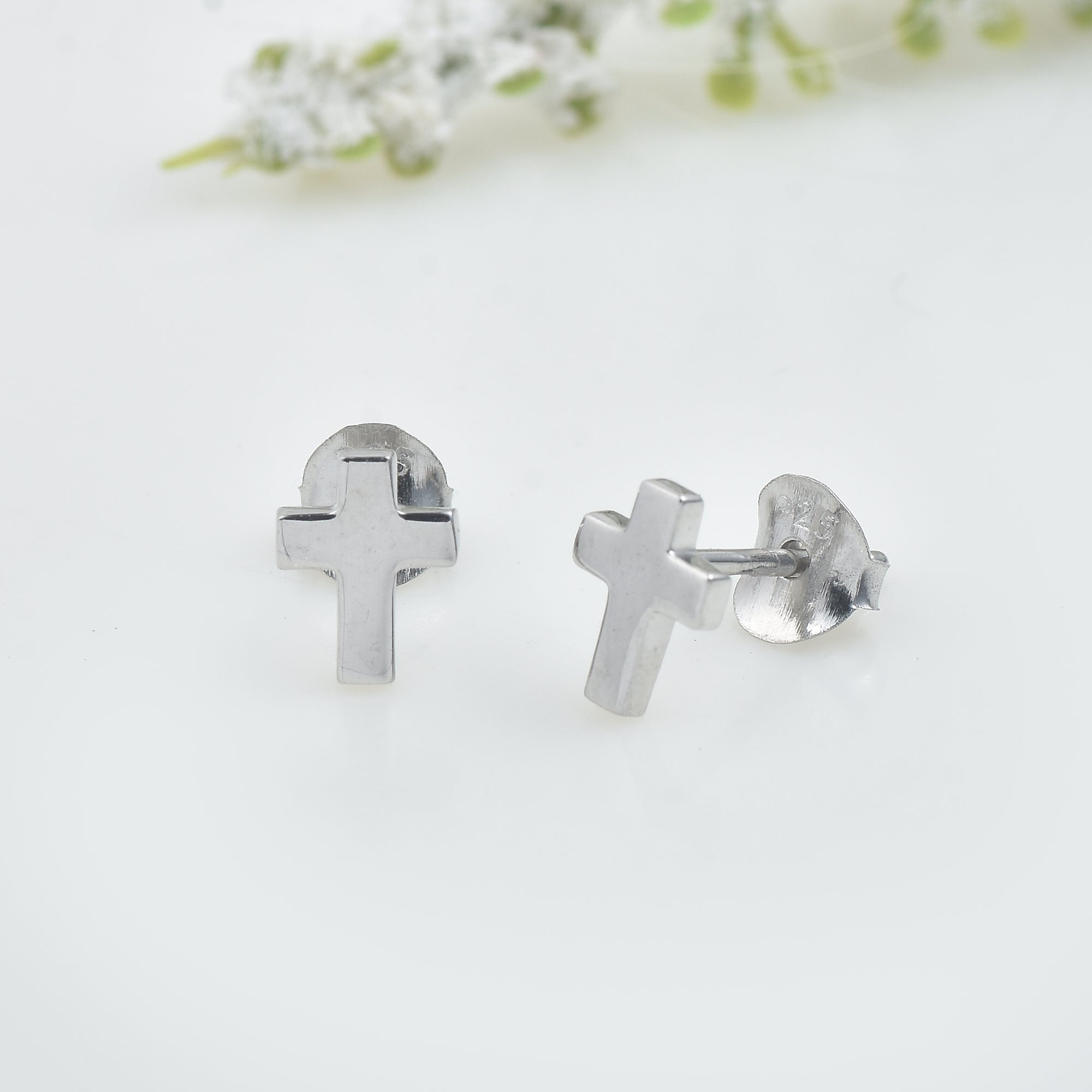 Minimalist Cross Stud Earrings 925 Sterling Silver