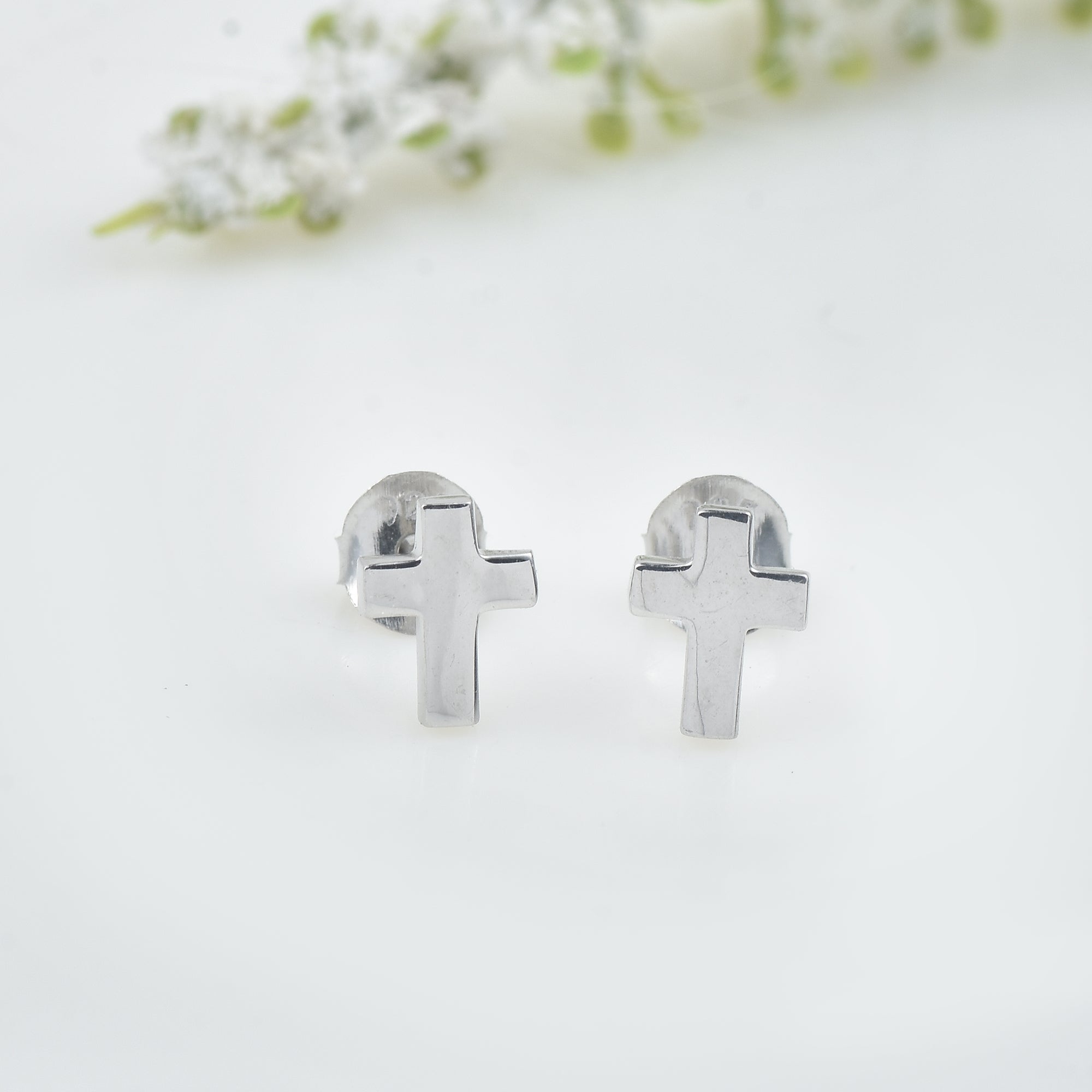 Minimalist Cross Stud Earrings 925 Sterling Silver