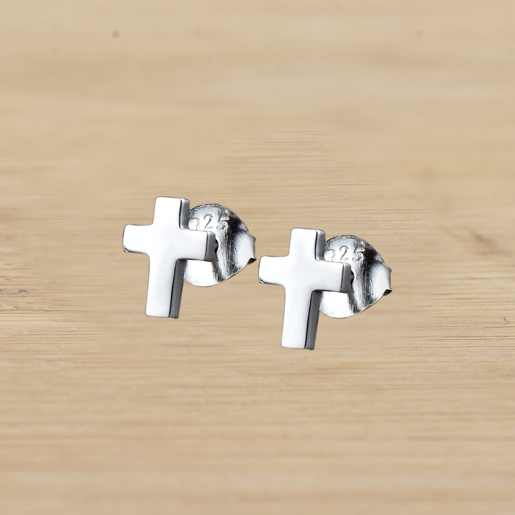 Minimalist Cross Stud Earrings 925 Sterling Silver