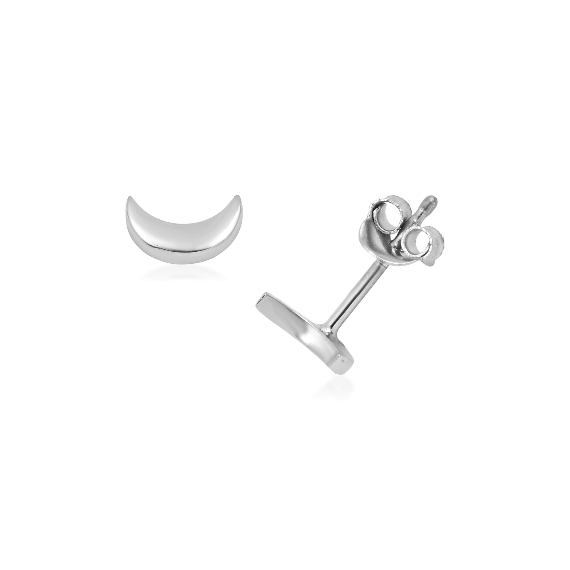 925 Sterling Silver Crescent Moon Stud Earrings