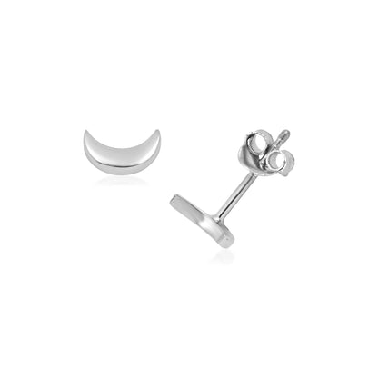 Crescent Moon Stud Earrings – 925 Sterling Silver