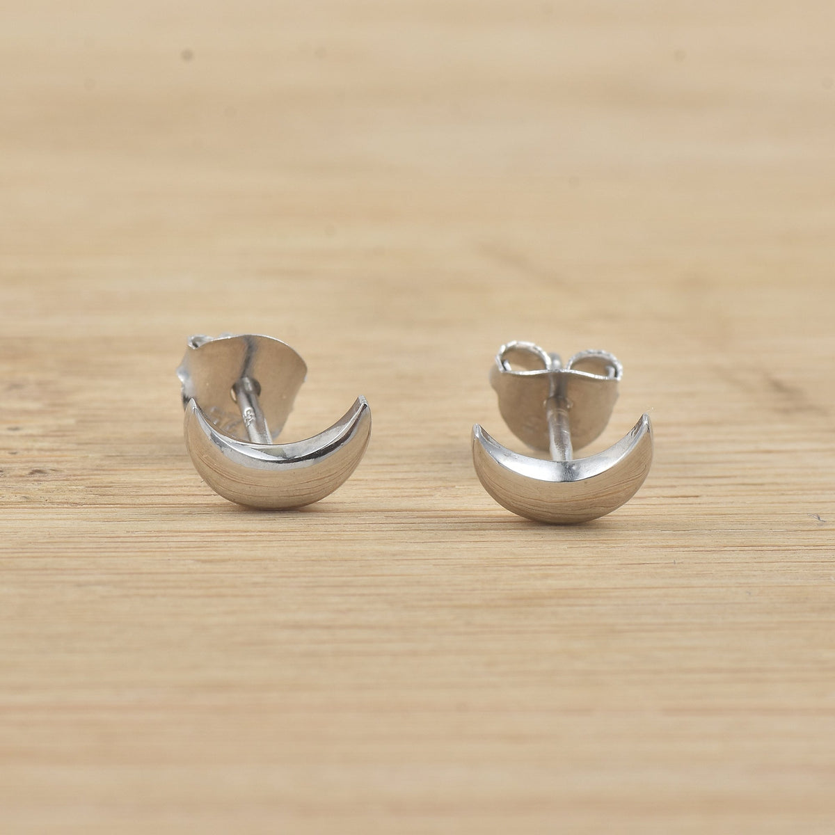 Crescent Moon Stud Earrings – 925 Sterling Silver