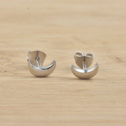 Crescent Moon Stud Earrings – 925 Sterling Silver